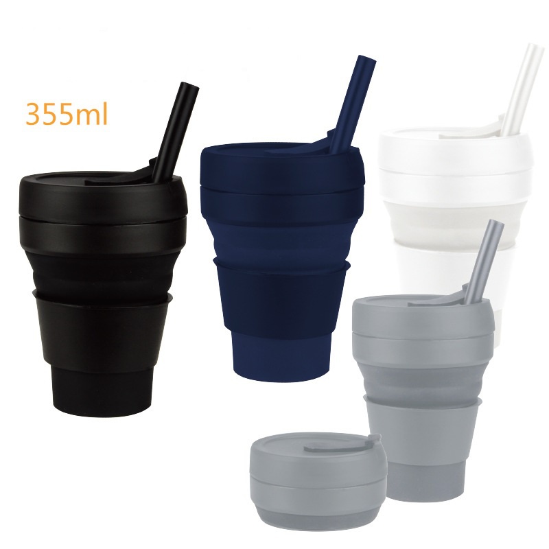 350 ml Drinkware Manufacturer Coffee Mug Cup Custom Silicone Tumbler Drink Water Bottles With Lid And Straw