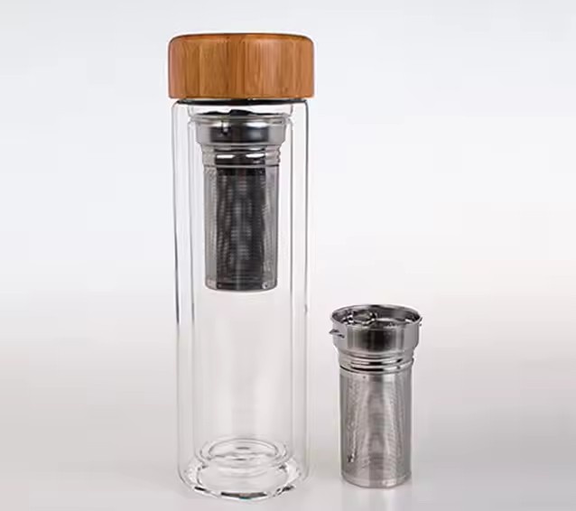 glass bottle with tea infuser